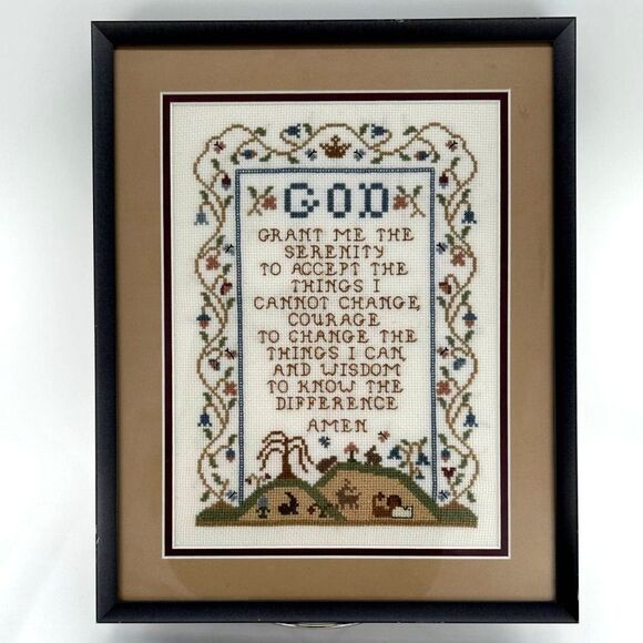 Vintage Counted Cross Stitch Serenity Prayer Theme 12 1/4 x 15